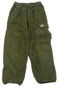 Khaki manšestrové cargo kalhoty Zara