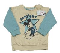 Nové - Béžovo-světlemodrá mikina s Mickeym Disney 