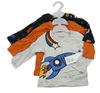 Nové - 3x Béžové + oranžové + čierne tričko s obrázkami F&F