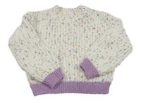 Bielo-farebný vzorovaný žinylkový sveter M&S