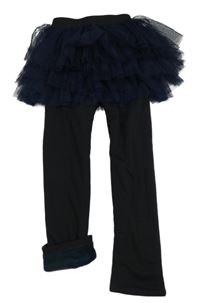 Tmavomodrá tylová sukňa so všitými legíny