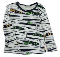 Bílo-černé vzorované triko s mumiemi Shein