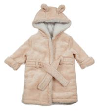 Broskvový chlupatý zateplený župan s hvězdičkami a kapucí F&F
