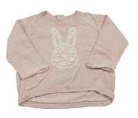 Růžovo-šedá melírovaná mikina se zajíčkem Zara