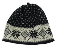 Černo-bílá vzorovaná pletená čepice Eistrar