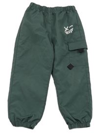 Zelenošedé šušťákové nohavice s potlačou a vreckom Shein