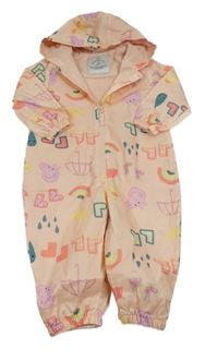 Broskvová šusťáková jarní kombinéza s Pepinou a kapucí George 