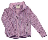 Ružovo-modrá pruhovaná šušťáková jarná bunda s ukrývací kapucňou