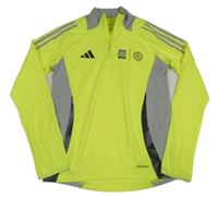 Neonově zeleno-šedá sportovní funkční mikina s logem Adidas