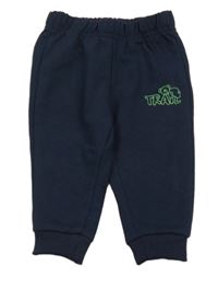 Tmavomodré tepláky s nápisom