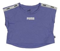 Fialové sportovní crop oversize tričko s logem Puma