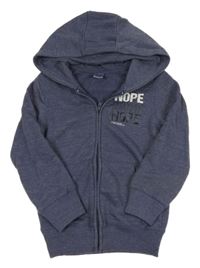 Tmavomodrá prepínaci mikina s nápismi a kapucňou Y.F.K.