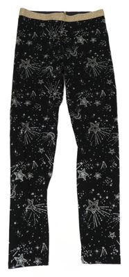 Černé legíny s kometami a bronzovým pasem George