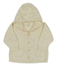 Smetanový propínací svetr s kapucí H&M