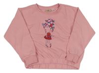 Ružová crop mikina s dievčatkom Kuniboo