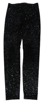 Černo-stříbrné sametové legíny Calzedonia