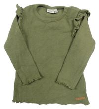 Khaki rebrované tričko s volánikmi Prénatal