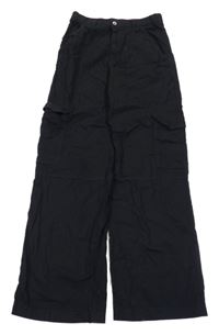 Černé plátěné cargo kalhoty H&M
