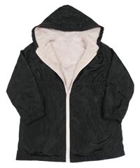 Čierna šušťáková zateplená parka s kapucňou Shein