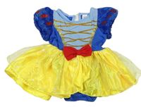 Kockovaným - Cobaltovoě modro-světlemodro-žlté šaty s tylem a všitým body - Sněhurka Disney