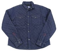 Tmavomodrá prošívaná vyteplená košilová bunda riflového vzhledu zn. JACK&JONES