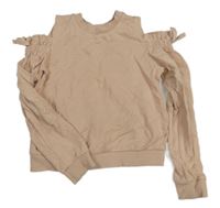 Světlepudrová crop mikina s volnými rameny Candy Couture