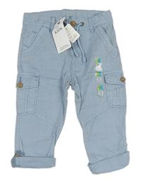 Nové - světlemodré melírované cargo plátěné rolovací kalhoty M&S