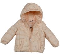 Světlebroskvová prošívaná šusťáková zimní bunda s hvězdičkami a kapucí C&A