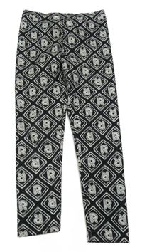 Čierno-biele vzorované športové legíny s logy RIVER ISLAND