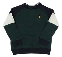 Smaragdovo-tmavomodro-biela mikina s nášivkou Next