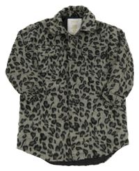 Šedo-černý vzorovaný vlněný košilový podšitý kabát Matalan