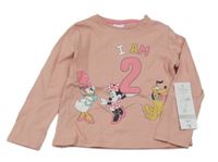 Nové - pudrové triko s Minnie a Daisy a Plutem Disney