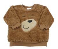 Hnedá huňatá mikina s medvedíkom Ergee