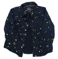 Tmavomodrá vzorovaná triková košile s motýlkem S. Oliver