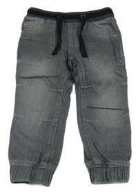 Sivé cuff podšité rifle s úpletovým pasom Topolino