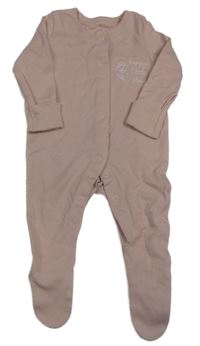 Pudrový overal s nápisy a kytičkou George