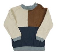 Smetanovo-hnedo-tmavomodro-modrý sveter H&M