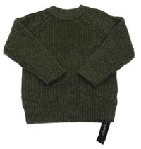 Nové - khaki melírovaný žebrovaný svetr St. Bernard