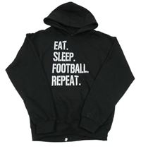 Čierna tepláková mikina s nápismi a vreckom a kapucňou