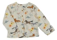 Nové - bílá prošívaná plátěná jarní zateplená bunda se zvířátky a květy M&S