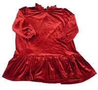 Tmavočervené lesklé zamatové šaty s volánikom St. Bernard