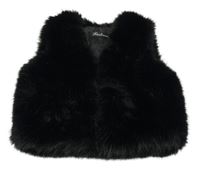 Čierna kožušinová zateplená vesta