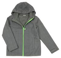 Šedá melírovaná softshellová bunda s kapucí STOP+GO