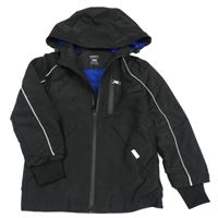 Čierna kockovaná šušťáková jarná bunda s kapucňou PEP&CO