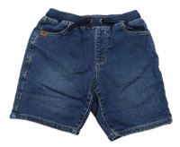 Tmavomodré teplákové riflové kraťasy s úpletovým pasem 