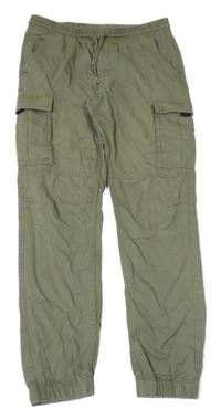 Khaki cargo cuff plátěné kalhoty MANGUUN