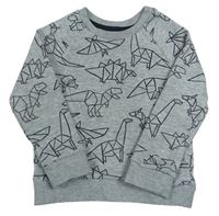 Sivá melírovaná mikina s dinosaurami Primark
