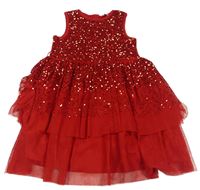 Červené flitrovo/tylové šaty zn. Primark