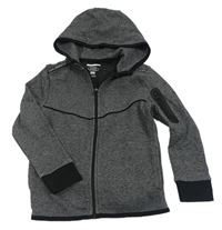 Tmavošedá melírovaná tech fleece propínací mikina s kapucí F&F