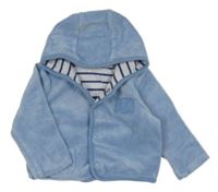 Modrá sametová podšitá propínací mikina se slonem a kapucí Mothercare